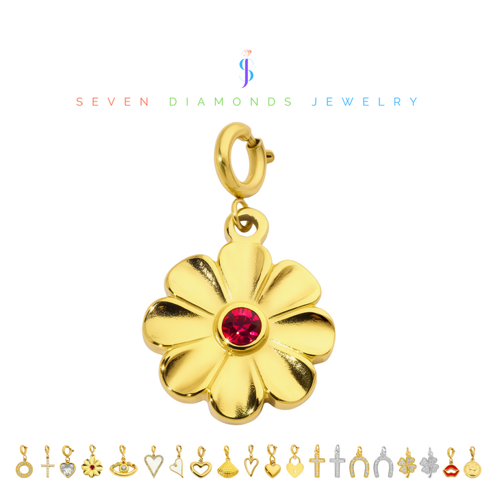 Blumen Rubin Charm-Anhänger