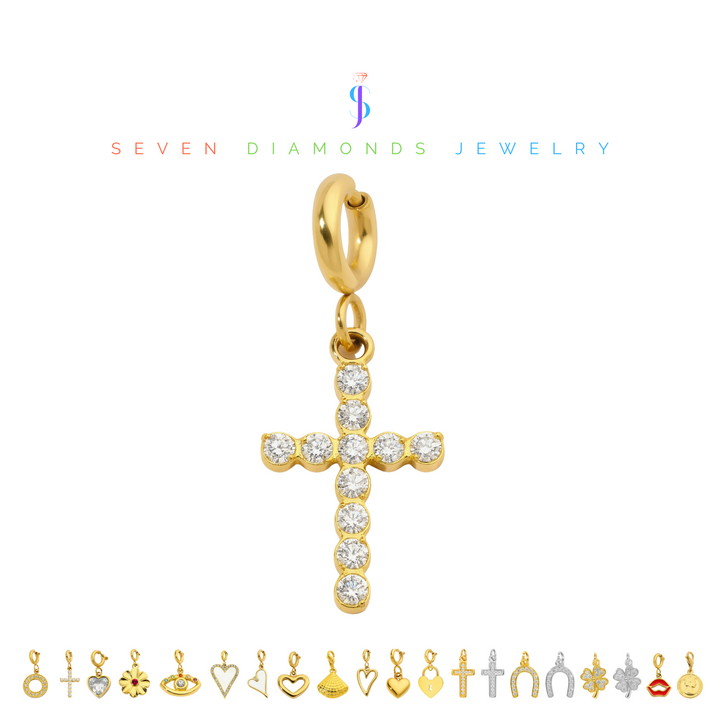 Diamant Kreuz II Charm-Anhänger