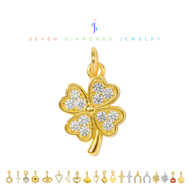 Diamant Kleeblatt Charm-Anhänger