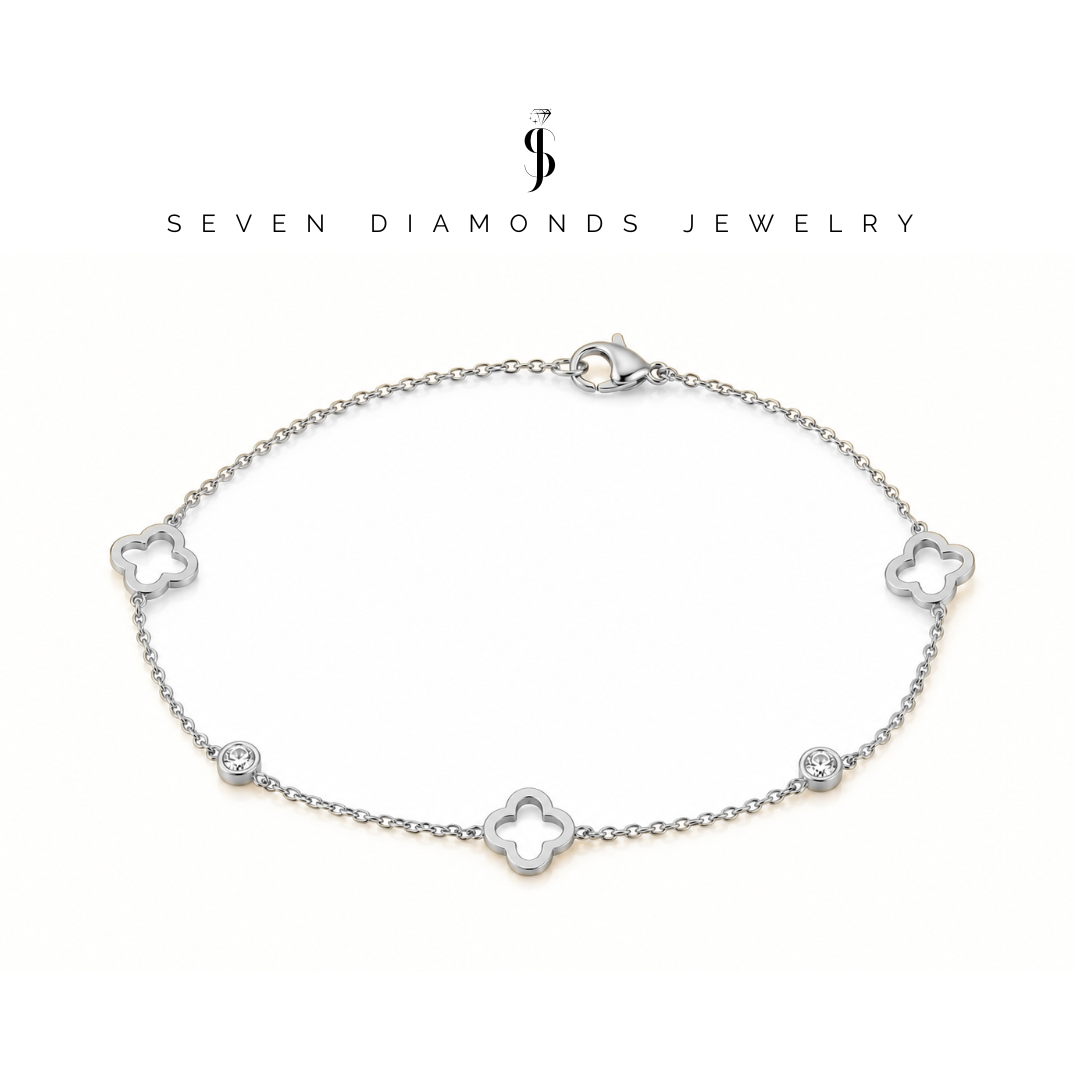 Diamant Kleeblatt Armband Mix