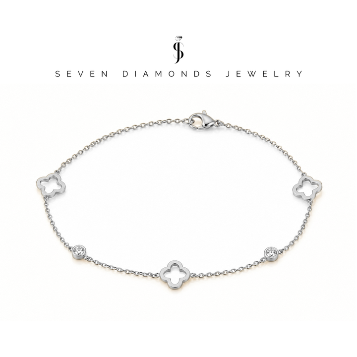 Diamant Kleeblatt Armband Mix