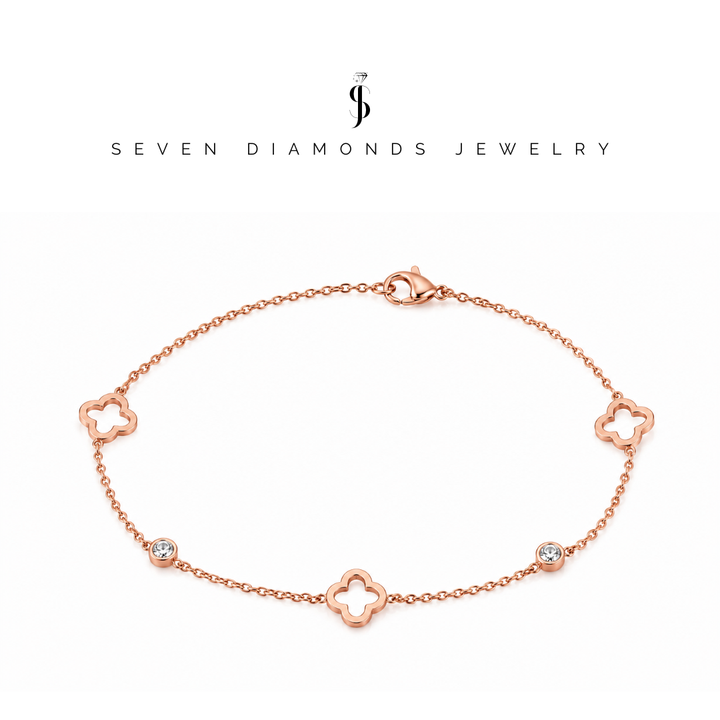 Diamant Kleeblatt Armband Mix