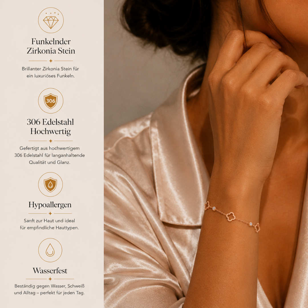 Diamant Kleeblatt Armband Mix