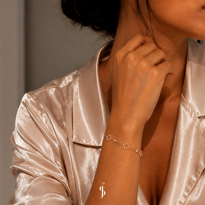 Diamant Kleeblatt Armband Mix
