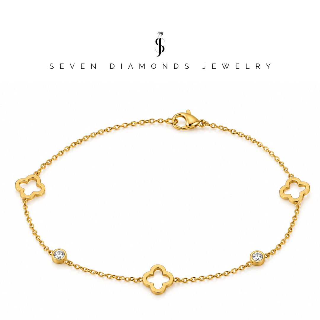 Diamant Kleeblatt Armband Mix