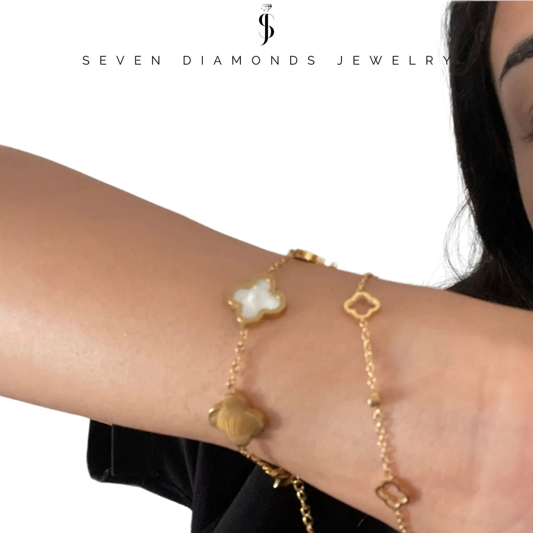 Diamant Kleeblatt Armband Mix