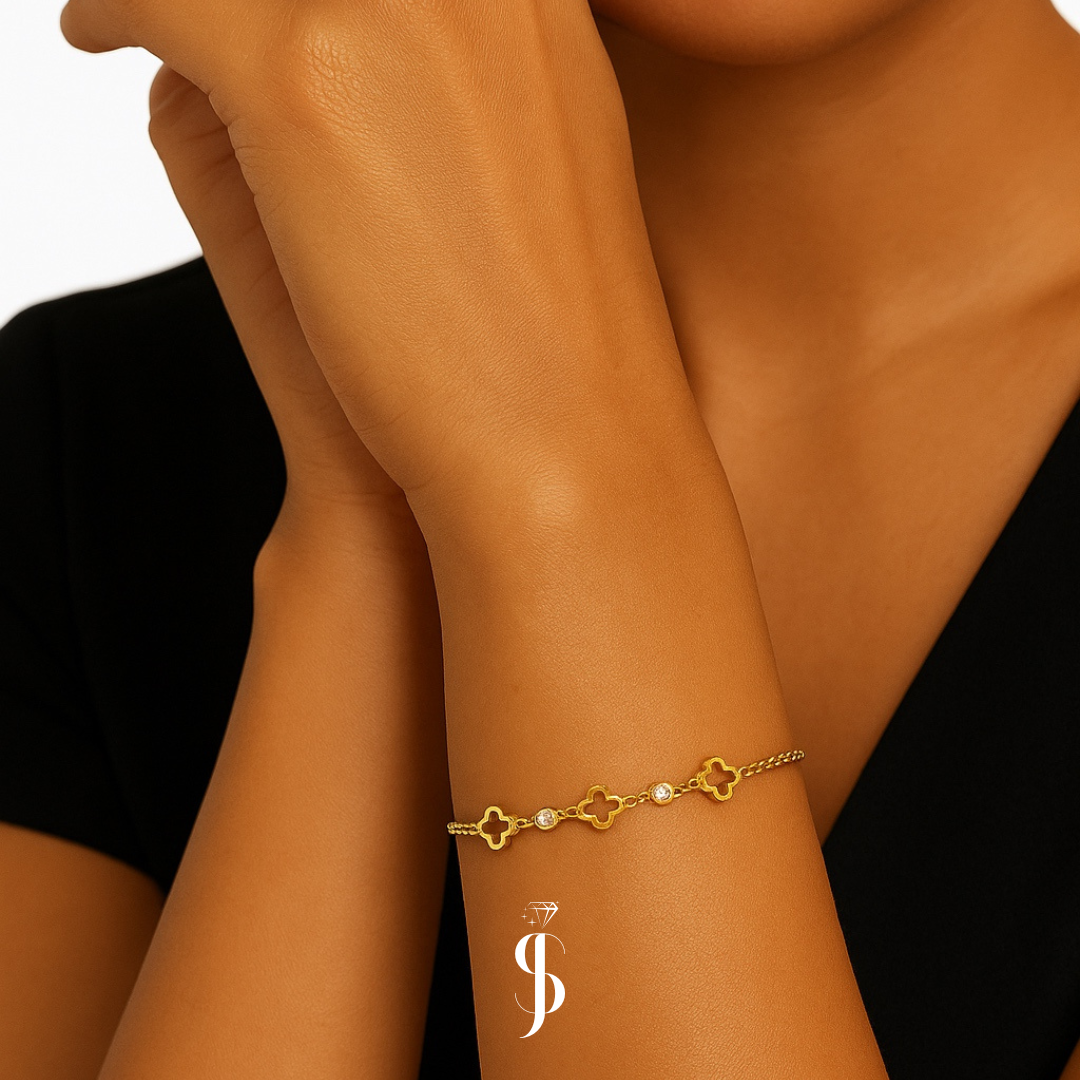 Diamant Kleeblatt Armband Mix