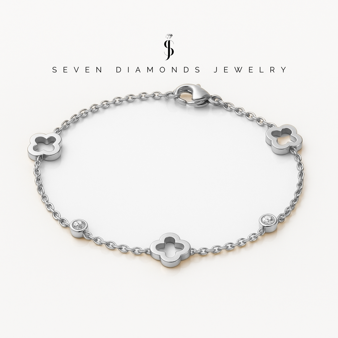 Diamant Kleeblatt Armband Mix