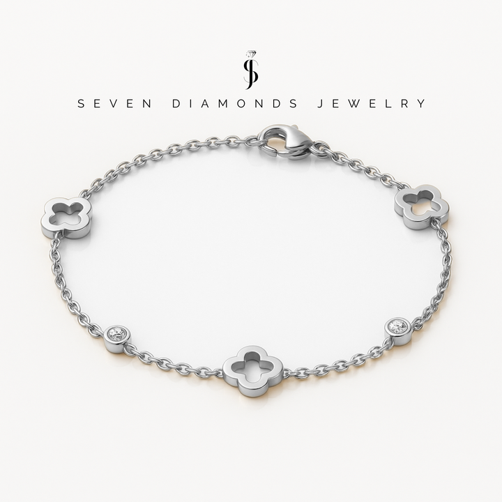 Diamant Kleeblatt Armband Mix