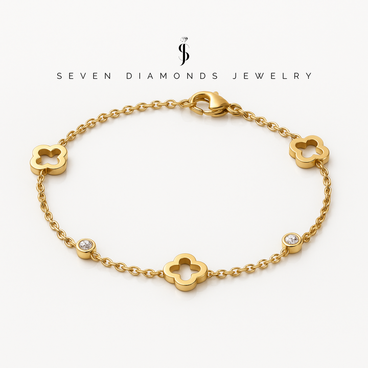 Diamant Kleeblatt Armband Mix