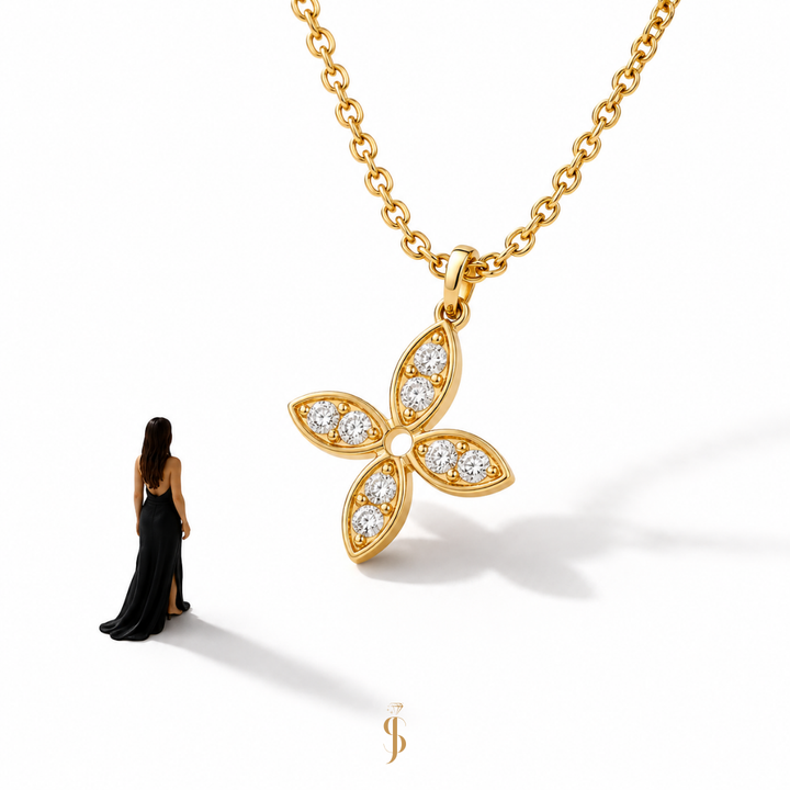 Diamant Kleeblatt Halskette